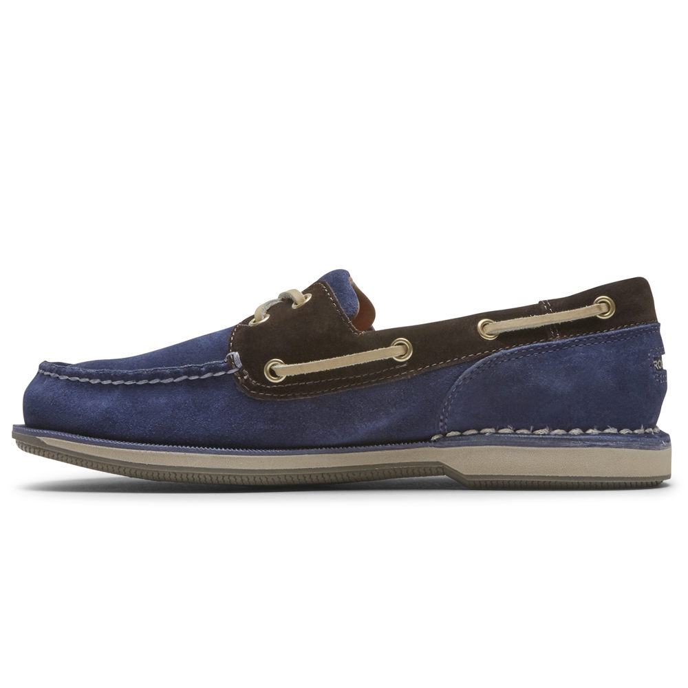 Rockport Mens Boat Shoes Blue - Perth - UK 236-MWENPI